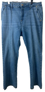 Michael Kors Front Seam Straight Leg Jeans Size 14 Womens Stretch Med Wash D35